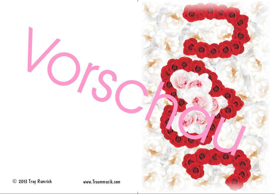 PDF Grußkarte Faltkarte "I Love You" Herz aus Rosen Blumen Bild Valentin