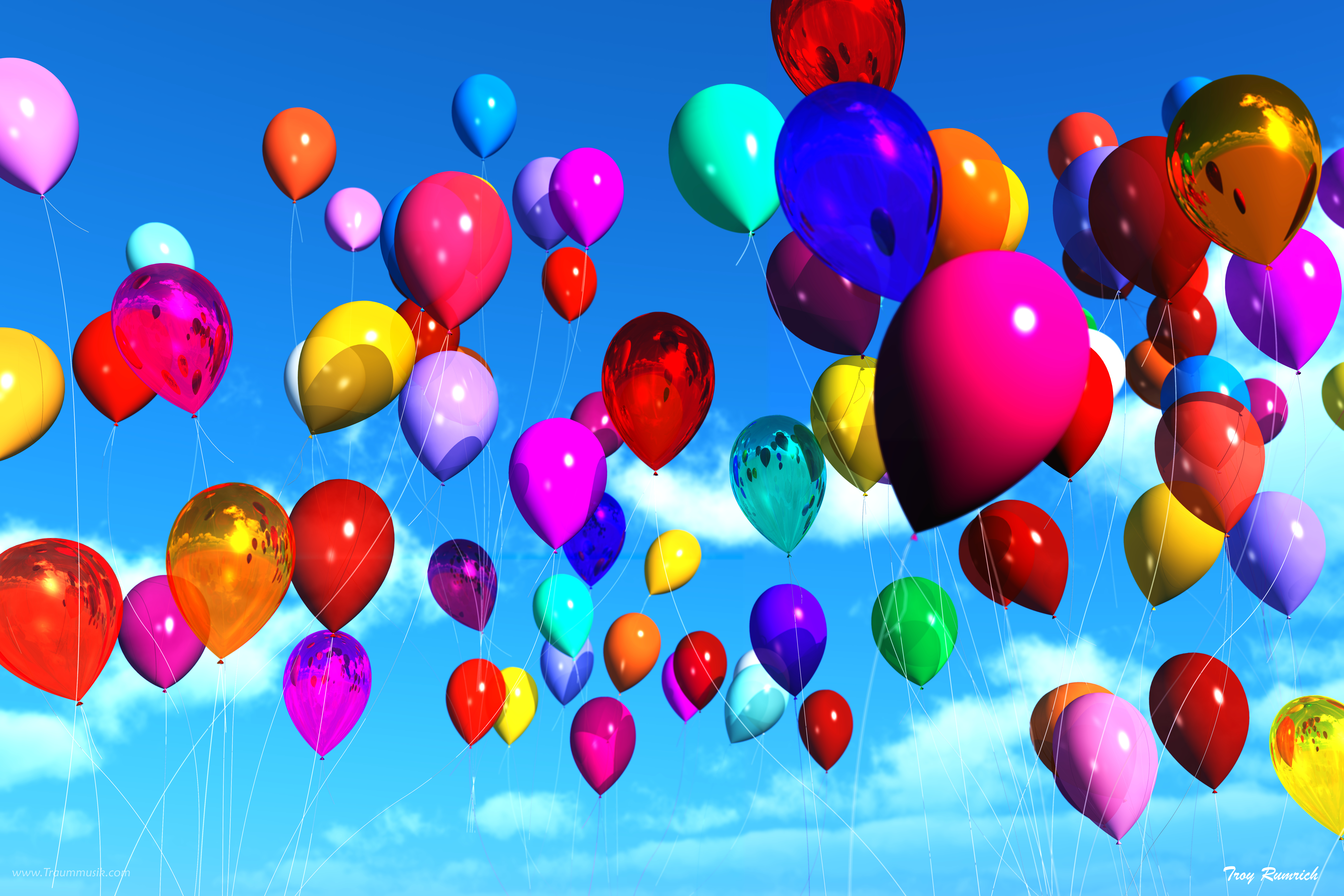 riesenposter plakat bunte ballons blauer himmel
