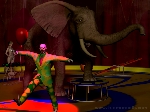 zirkusclown zirkus clown circus manege elefant elephant roter luftballon red balloon ferkel piglet arena ring